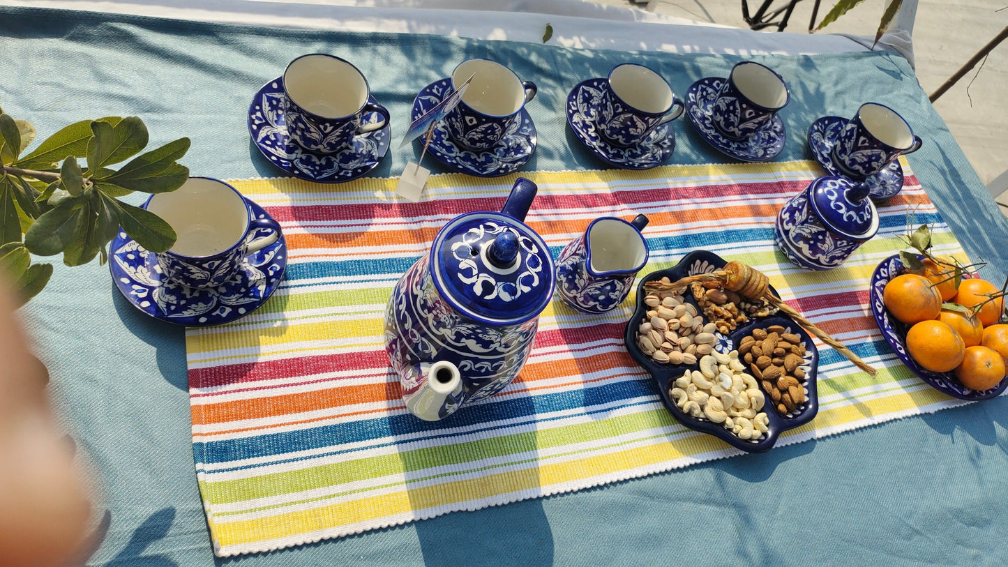 Ceramic Handmade Tea Set Complete | 17 Pcs | GHAURI DESIGN | Nashta Set