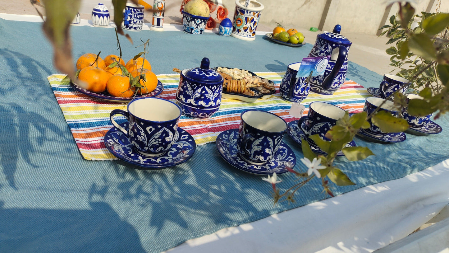 Ceramic Handmade Tea Set Complete | 17 Pcs | GHAURI DESIGN | Nashta Set