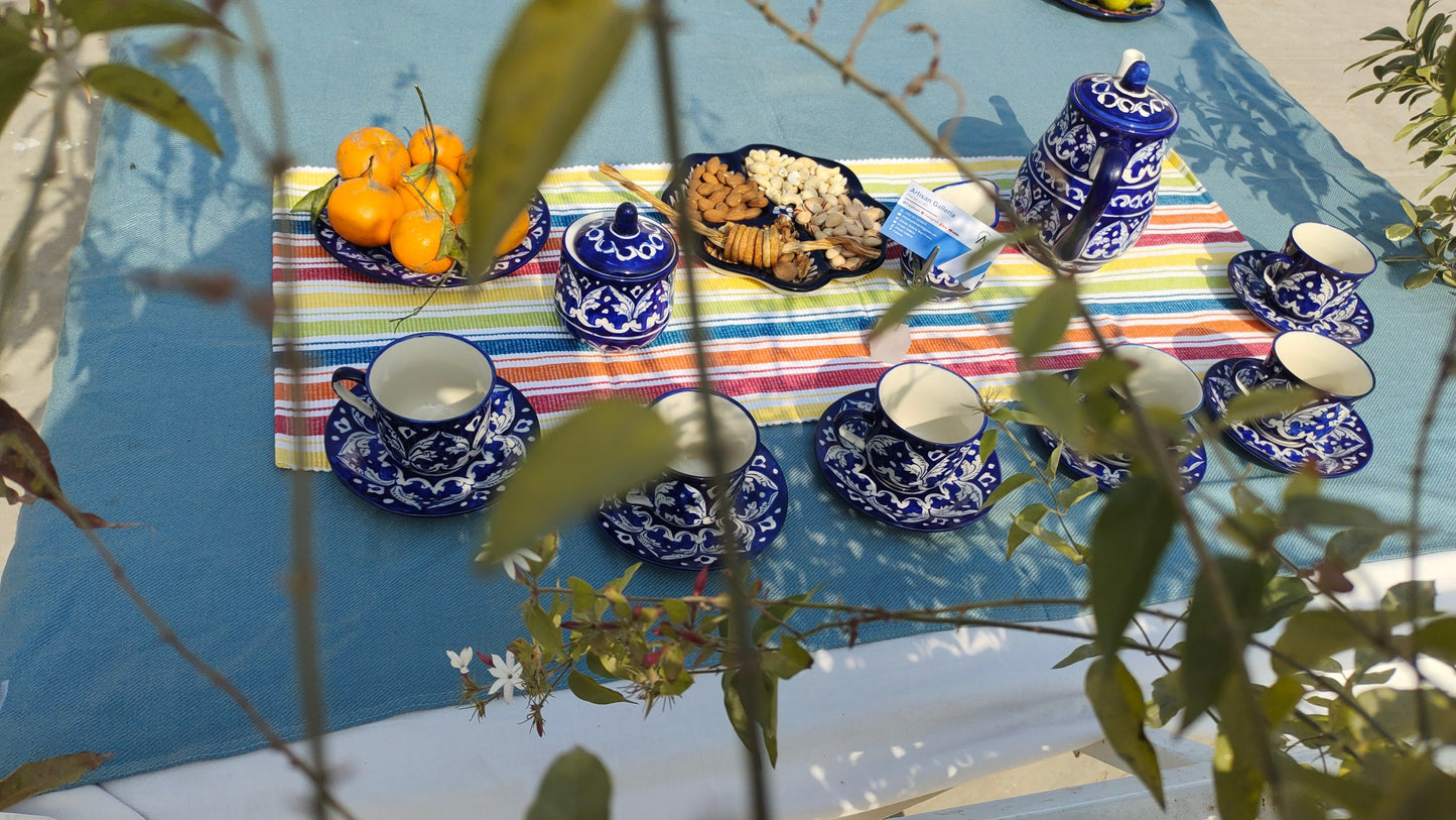 Ceramic Handmade Tea Set Complete | 17 Pcs | GHAURI DESIGN | Nashta Set
