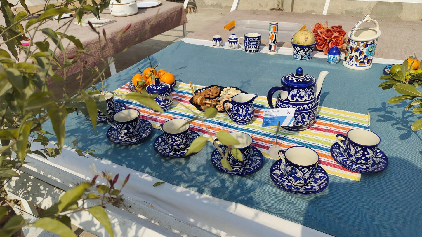 Ceramic Handmade Tea Set Complete | 17 Pcs | GHAURI DESIGN | Nashta Set