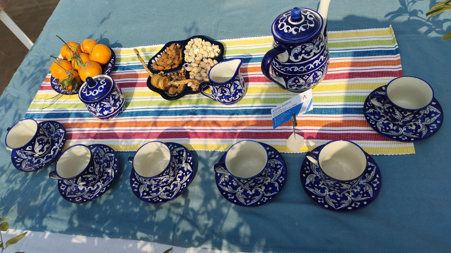 Ceramic Handmade Tea Set Complete | 17 Pcs | GHAURI DESIGN | Nashta Set