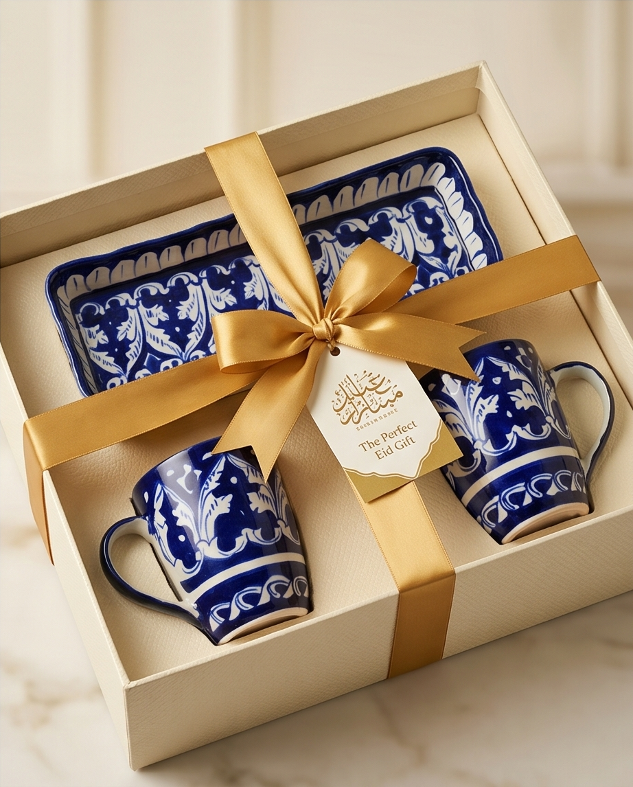 Ceramic Handmade Customized Mugs pair with serving dish Eid Gifts🎁