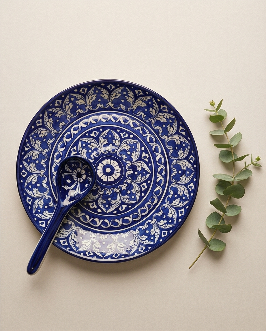 Ceramic Handmade Rice Thaal | Size 13 inch