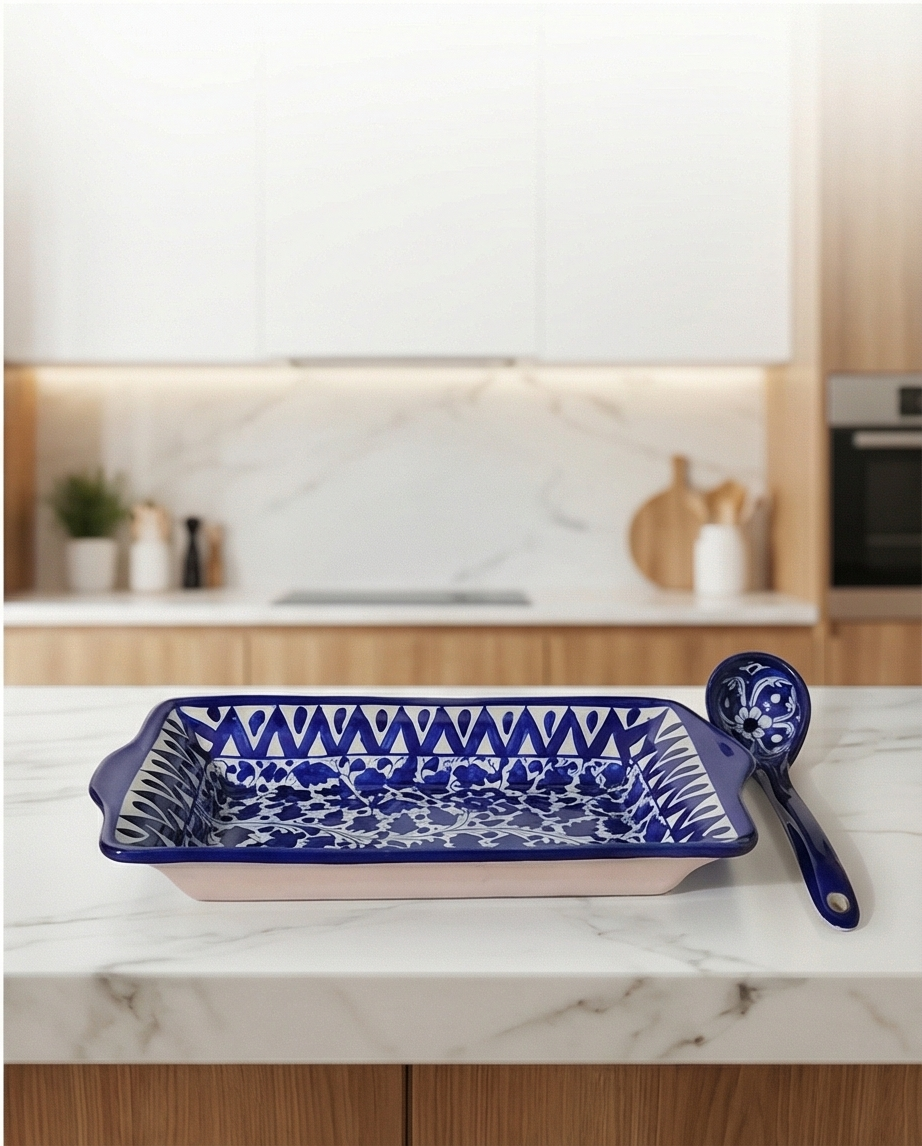 Ceramic Handmade Casserole Dish | Size 15 inch Length & 8.5 inch Width