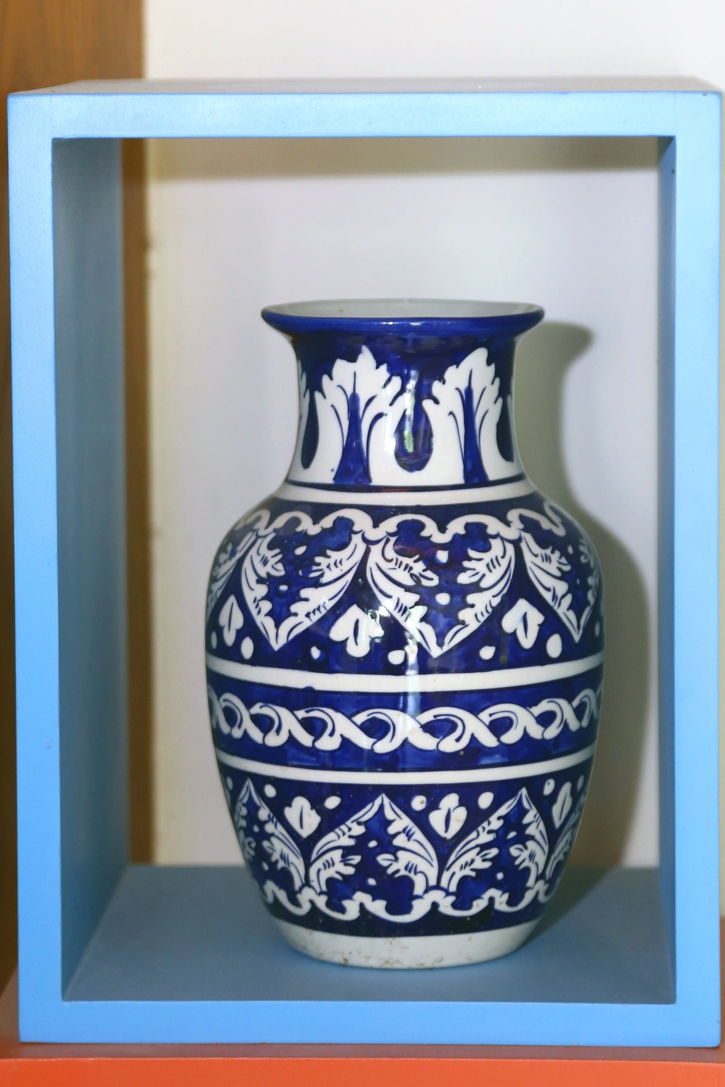 Blue pottery - Handmade Vase - Unique vase - Traditional Multani Artwork - Home decor - Table top decor - size 10 inch