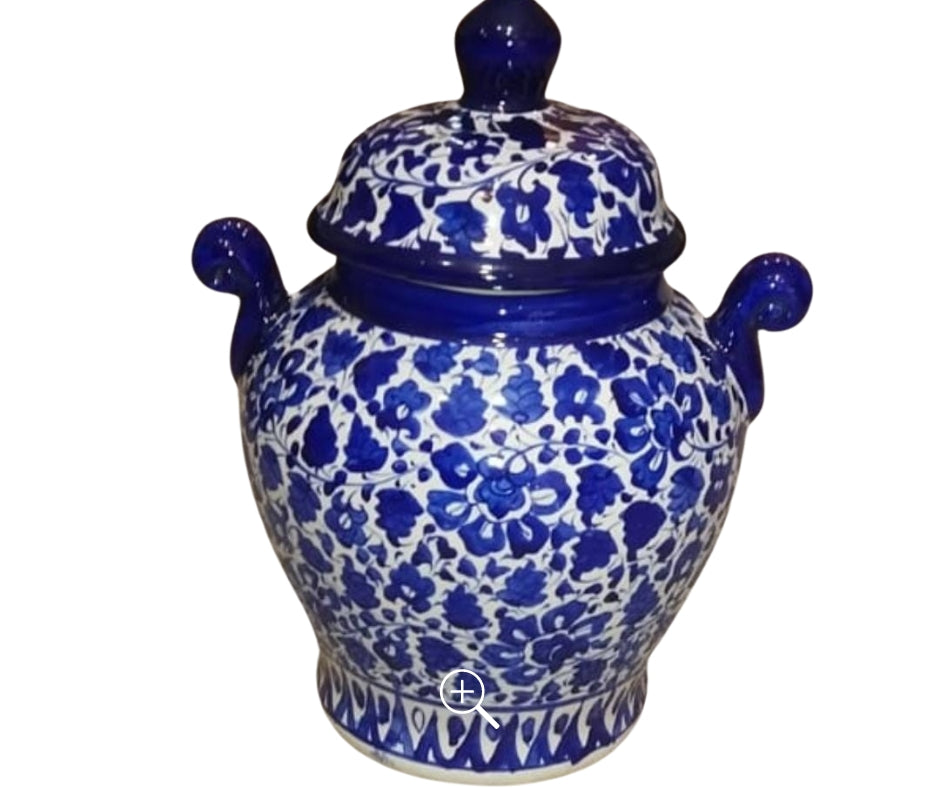 Blue Pottery Chinese Jars | Ginger Jar | Pickle Jar | Size 14 inch