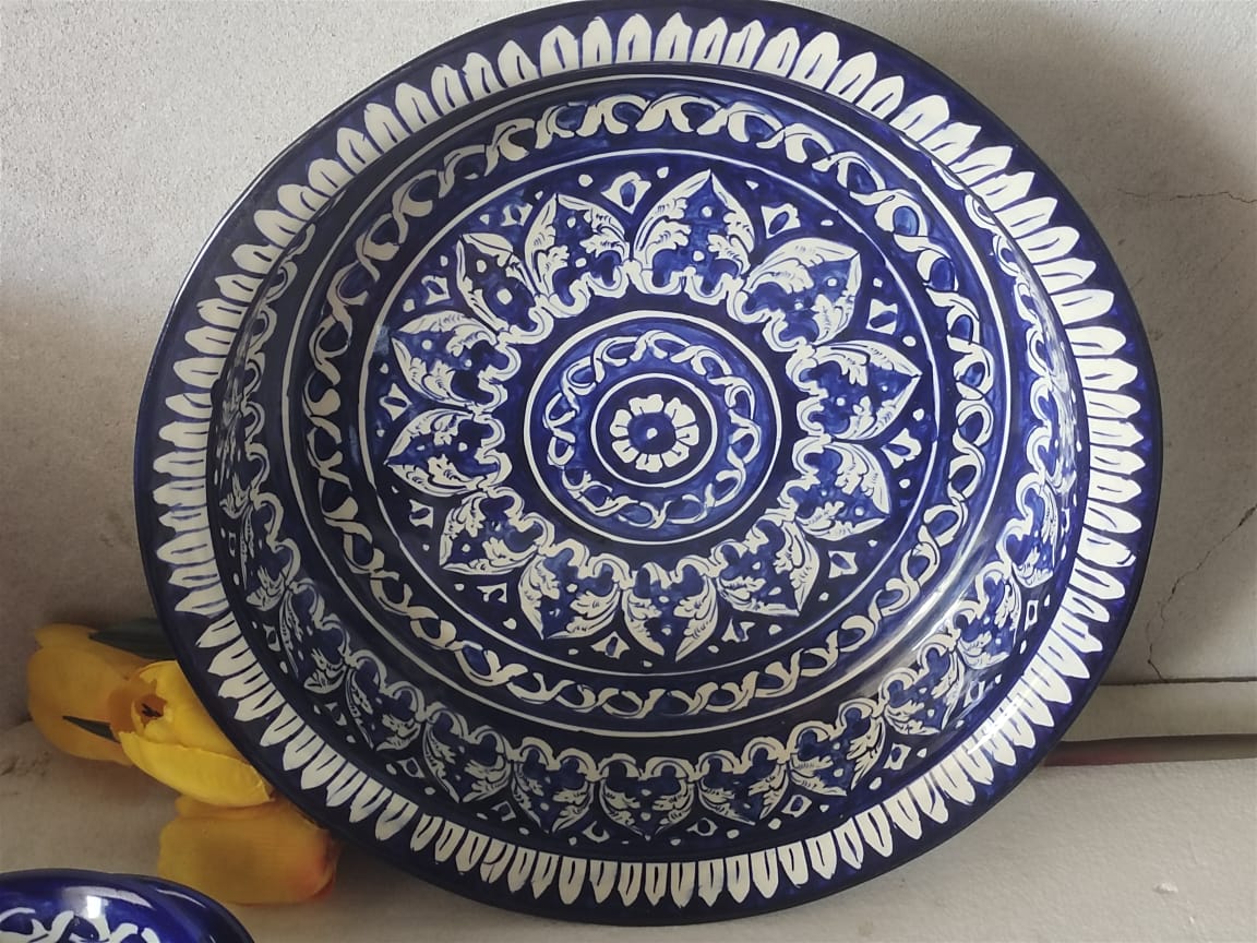Ceramic Handmade Gauri Fruit Bowl | Large Size 15 inch | Deep 3 inch