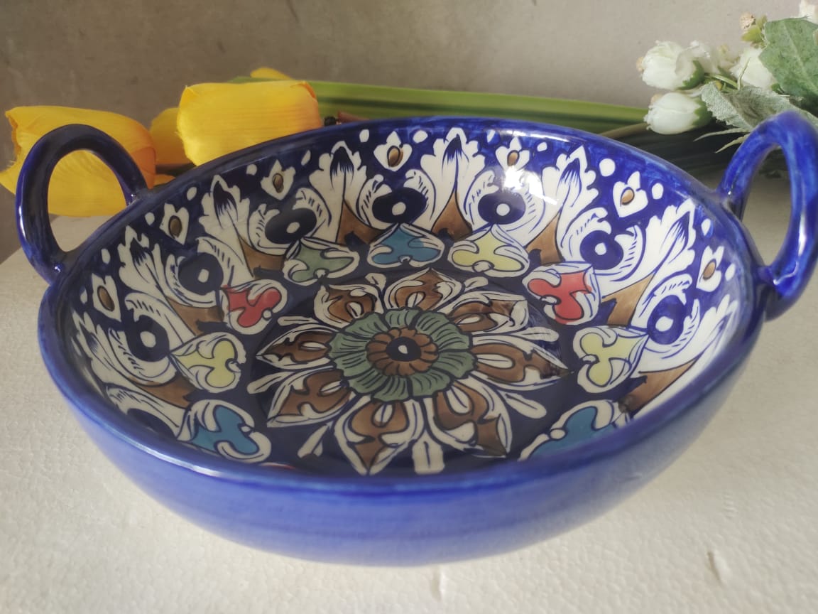 Serving Dishes Handle Karahi TRD Multi Design | Size 9 inch