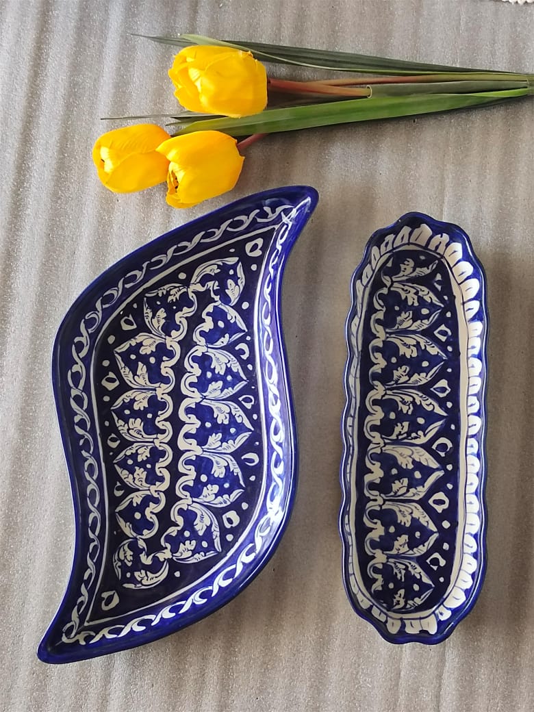 Ceramic Handmade Leaf Platters | Serving Dishes | Kabab Dish | Bundle Deals