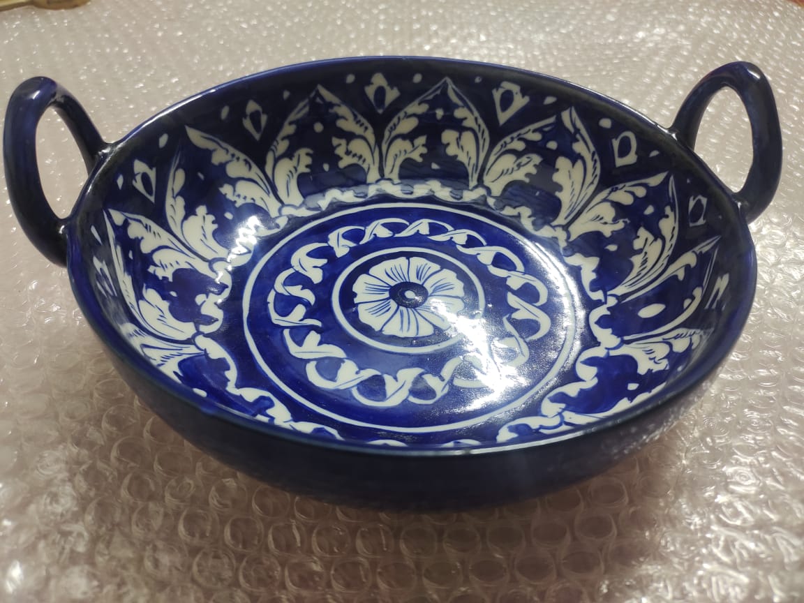 Ceramic Handmade Handle Karahi | Serving Dish size 9 inch