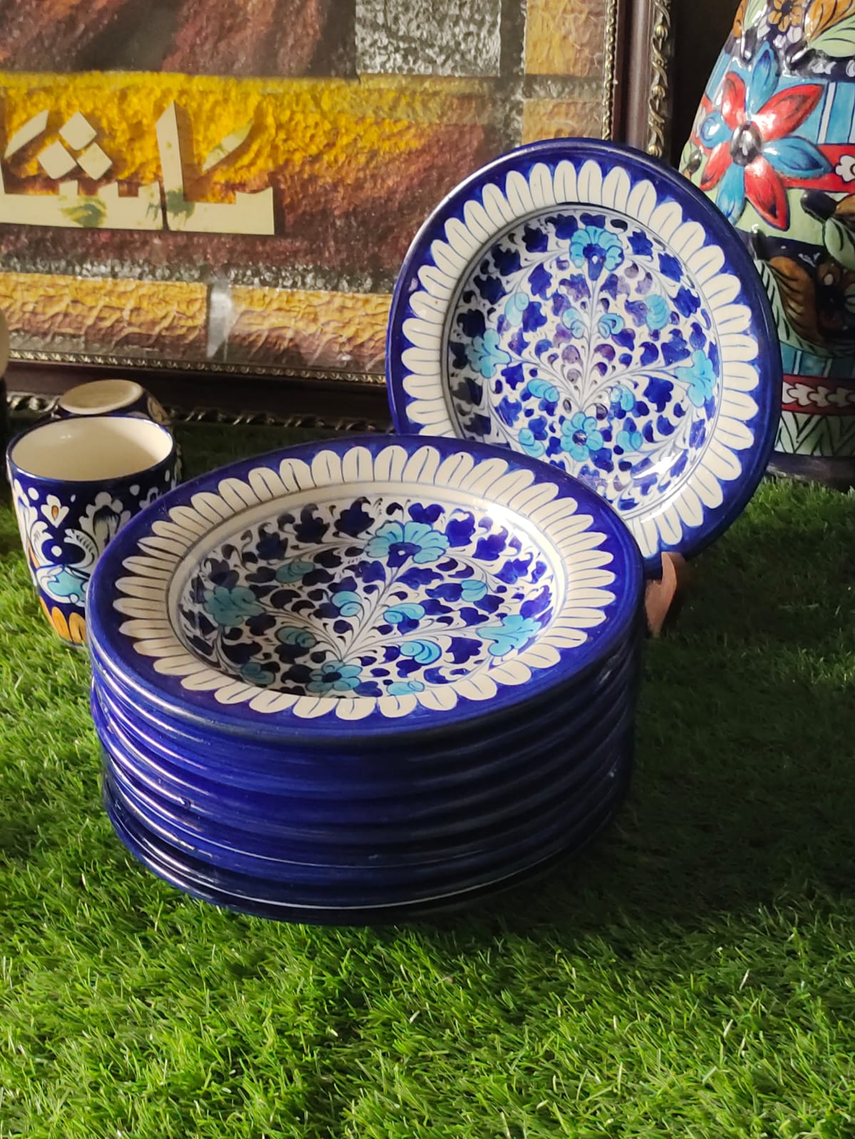 Ceramic Handmade Deep Plates | Size 09 inch | Design Multani