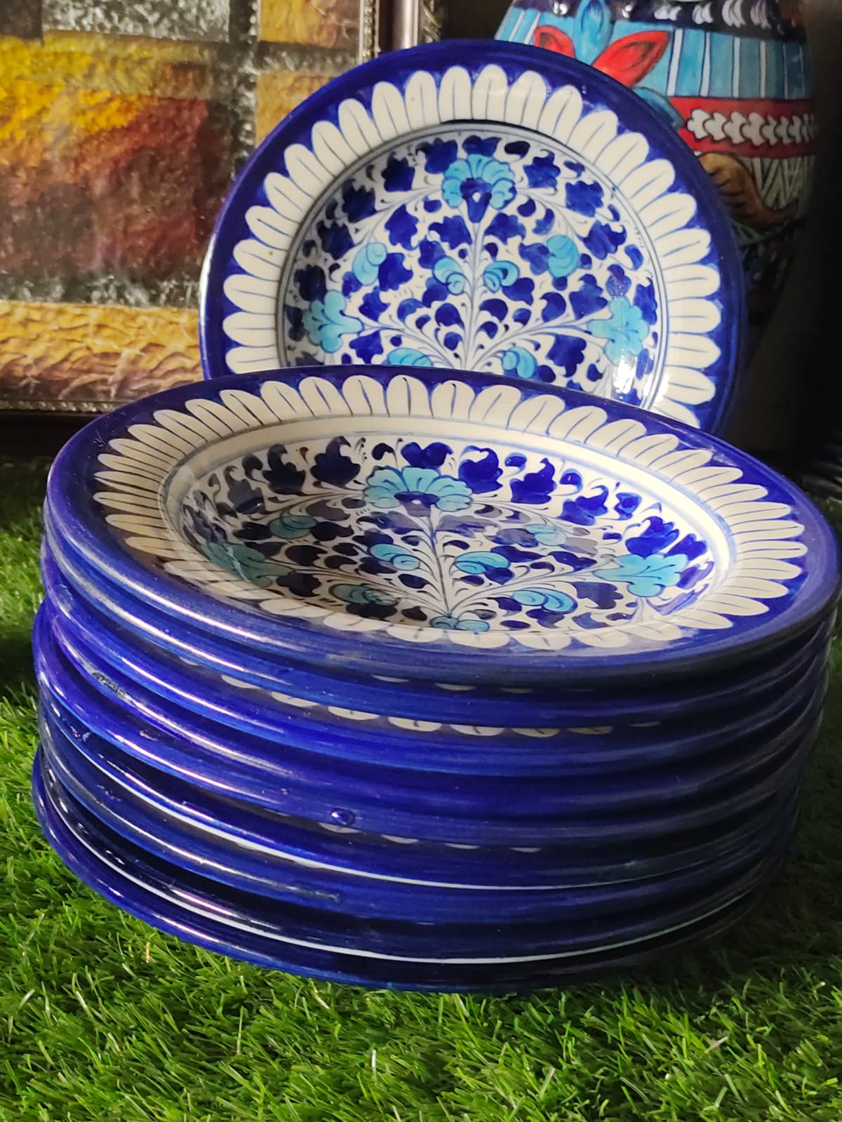 Ceramic Handmade Deep Plates | Size 09 inch | Design Multani