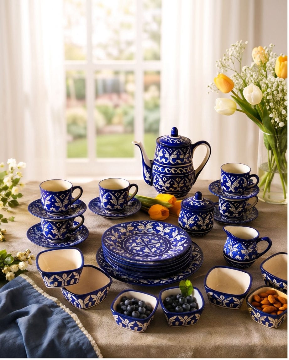 Ceramic Handmade Customized Pottery Breakfast set | Nashta Set | Ceramic Tea set | Side plates | Unique gift for coffee lover |purchase as a set