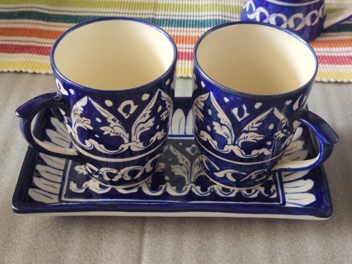 Tea Mugs Set / Coffee Mugs with Tray