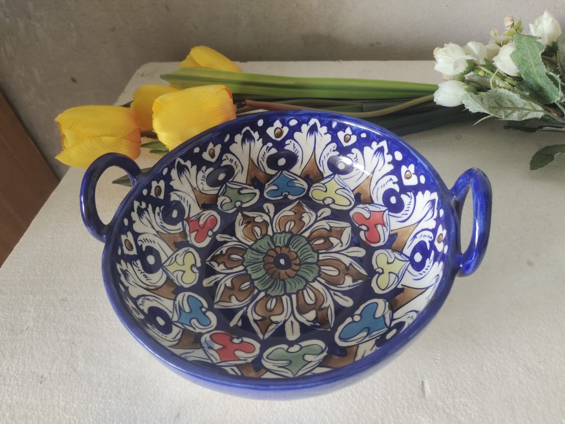 Serving Dishes Handle Karahi TRD Multi Design | Size 9 inch