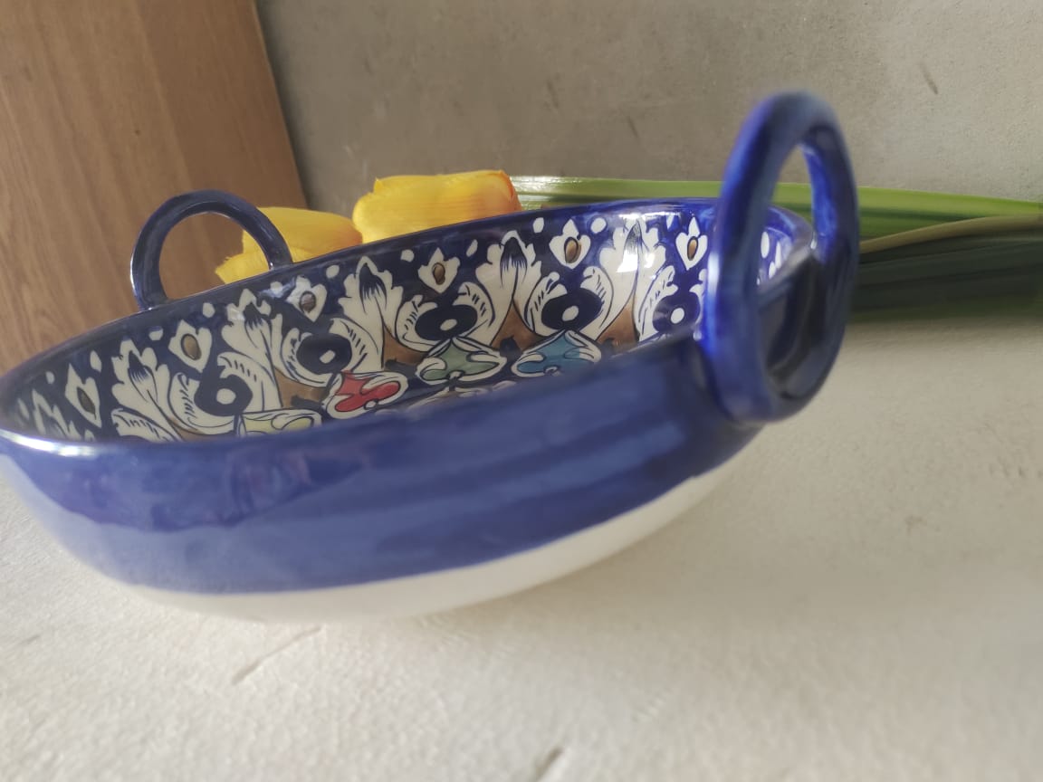 Serving Dishes Handle Karahi TRD Multi Design | Size 9 inch