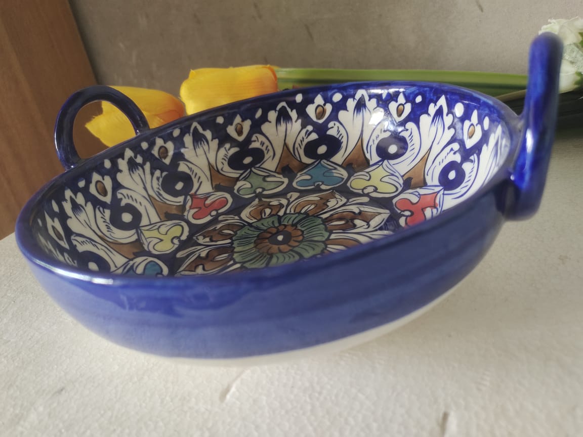 Serving Dishes Handle Karahi TRD Multi Design | Size 9 inch