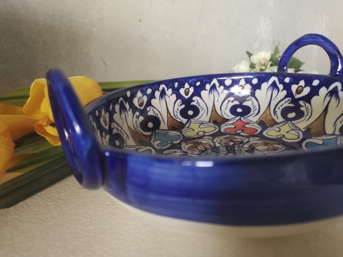 Serving Dishes Handle Karahi TRD Multi Design | Size 9 inch