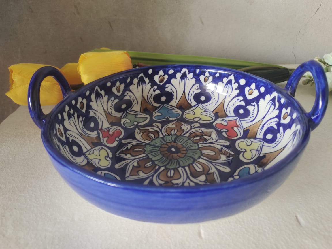 Serving Dishes Handle Karahi TRD Multi Design | Size 9 inch