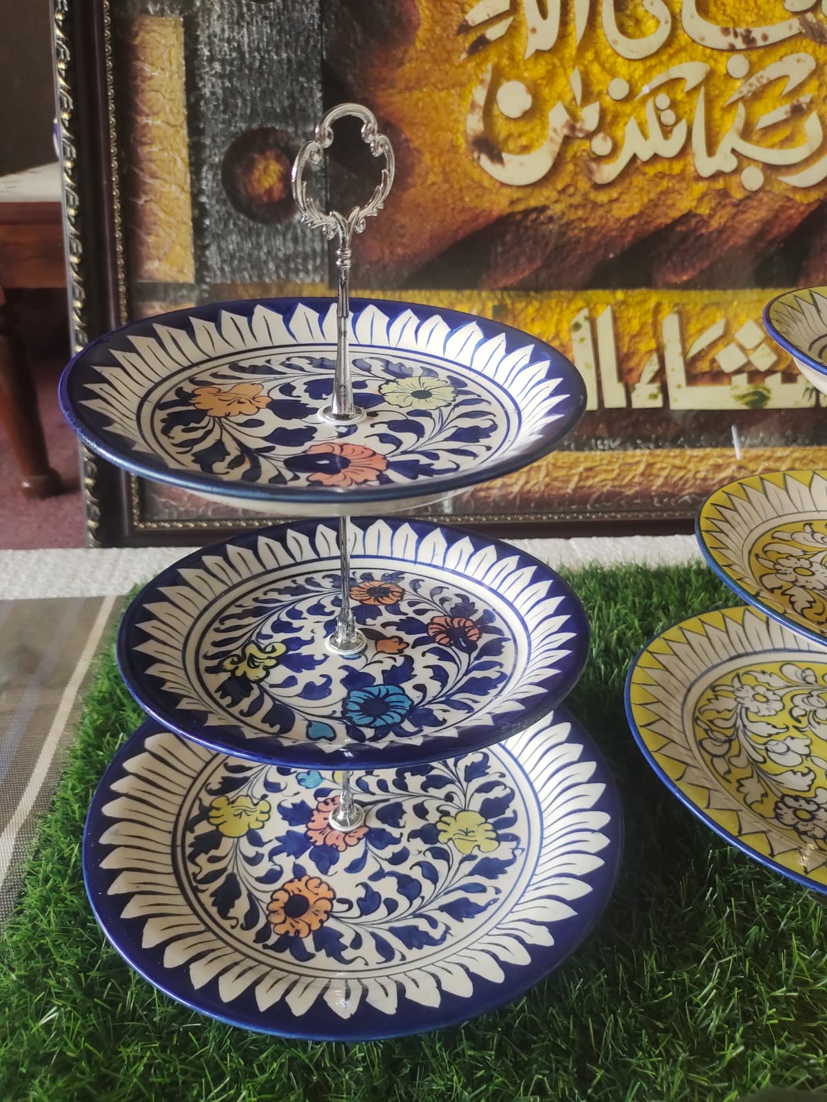 Ceramic Handmade 3 Tier Handcrafted And Hand painted Cake Stand