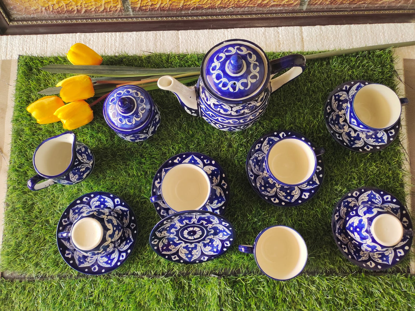Ceramic Handmade Tea Set Complete | 17 Pcs | GHAURI DESIGN | Nashta Set