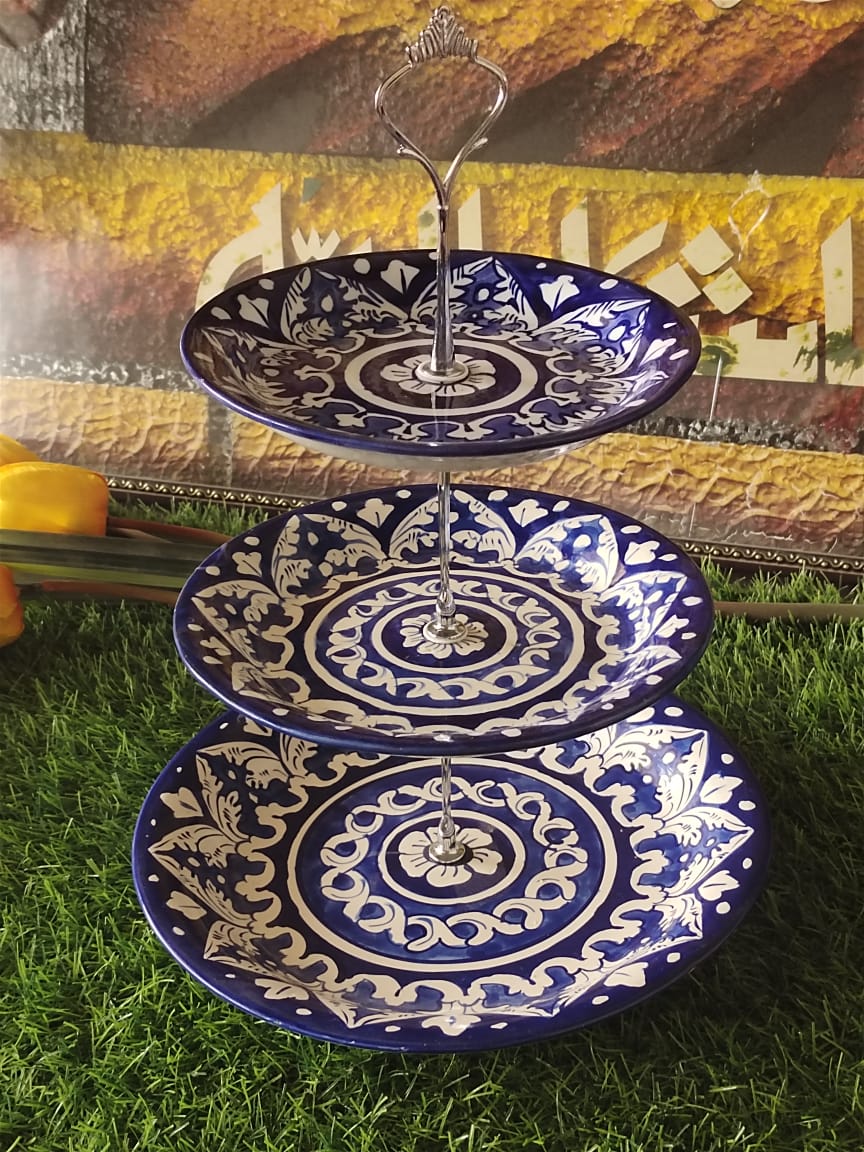 Ceramic Handmade Dinner Set | Blue Gauri Design | Quantity 52 Pcs