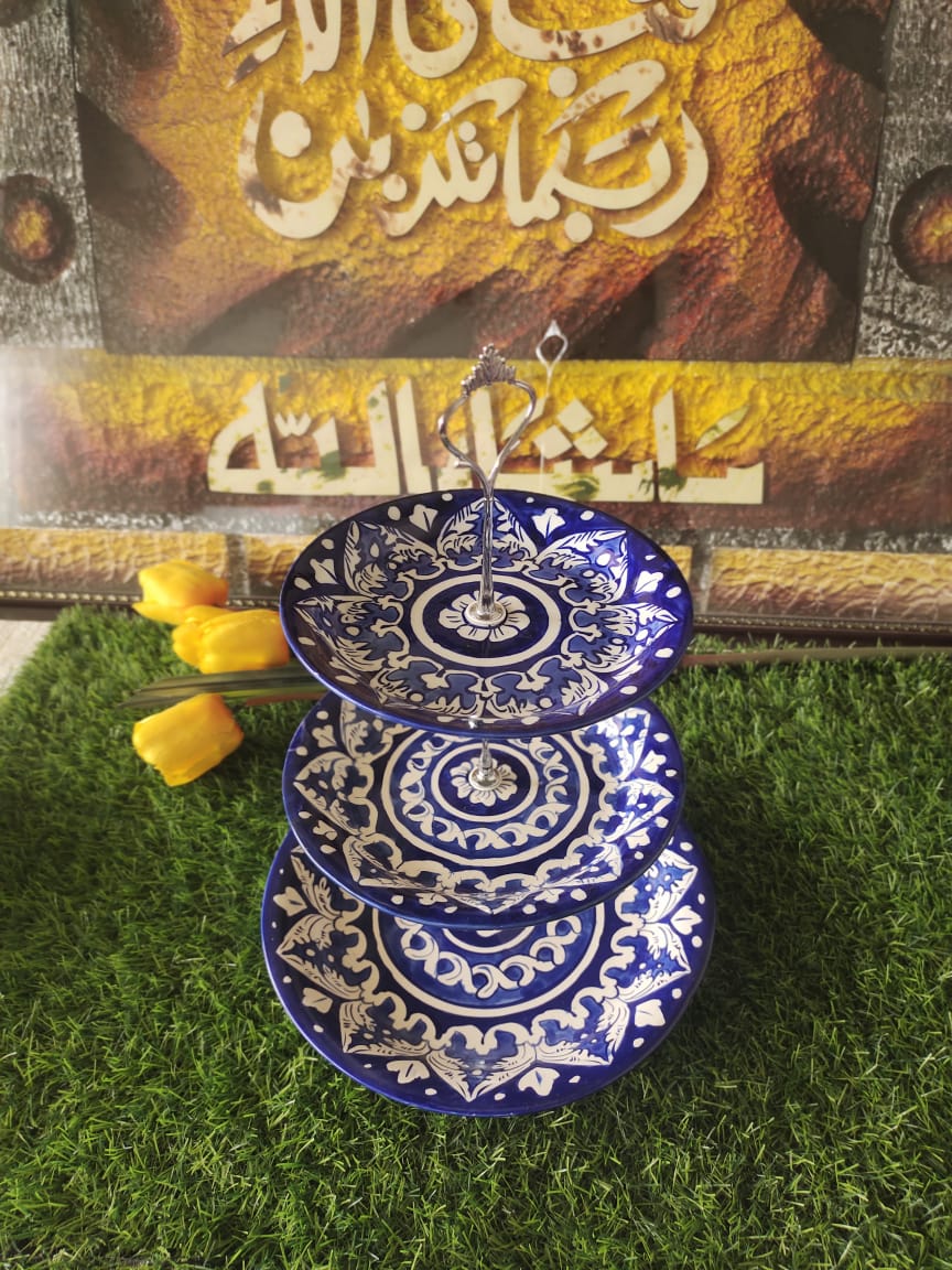 Ceramic Handmade Dinner Set | Blue Gauri Design | Quantity 52 Pcs