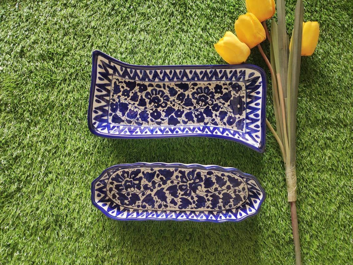 Ceramic Handmade Leaf Platters | Serving Dishes | Kabab Dish | Bundle Deals