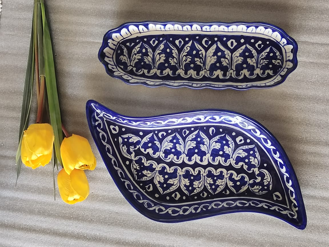 Ceramic Handmade Leaf Platters | Serving Dishes | Kabab Dish | Bundle Deals