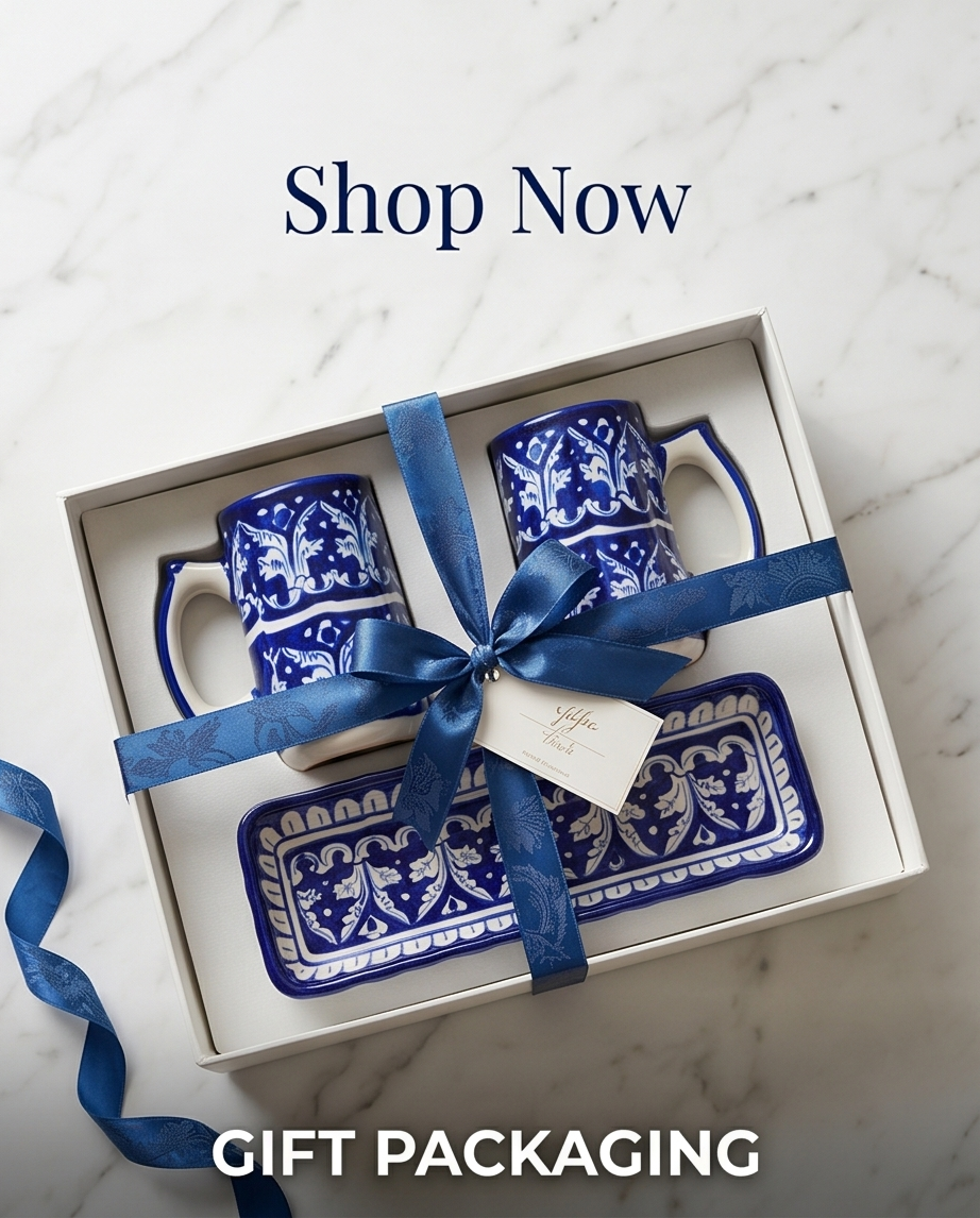 Ceramic Handmade Mugs with Serving Dish Platter GiftBox🎁