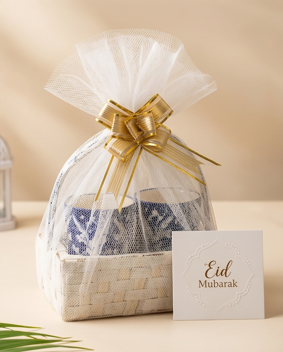 Ceramic Handmade Customized Eid Gifts Tea Mugs with Serving Dish🎁