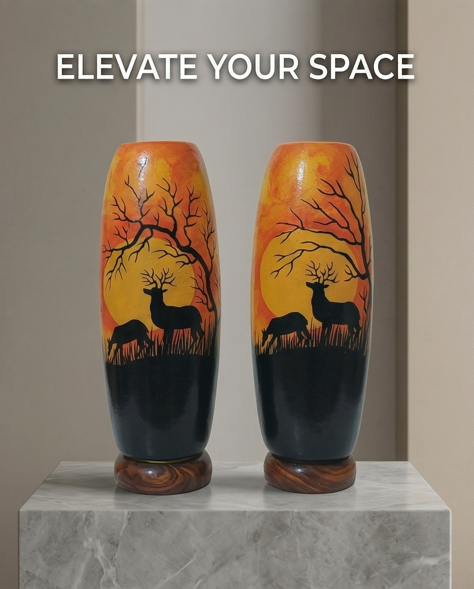 Camel Skin Handmade Customized Lamps Pair | Size 16 inch