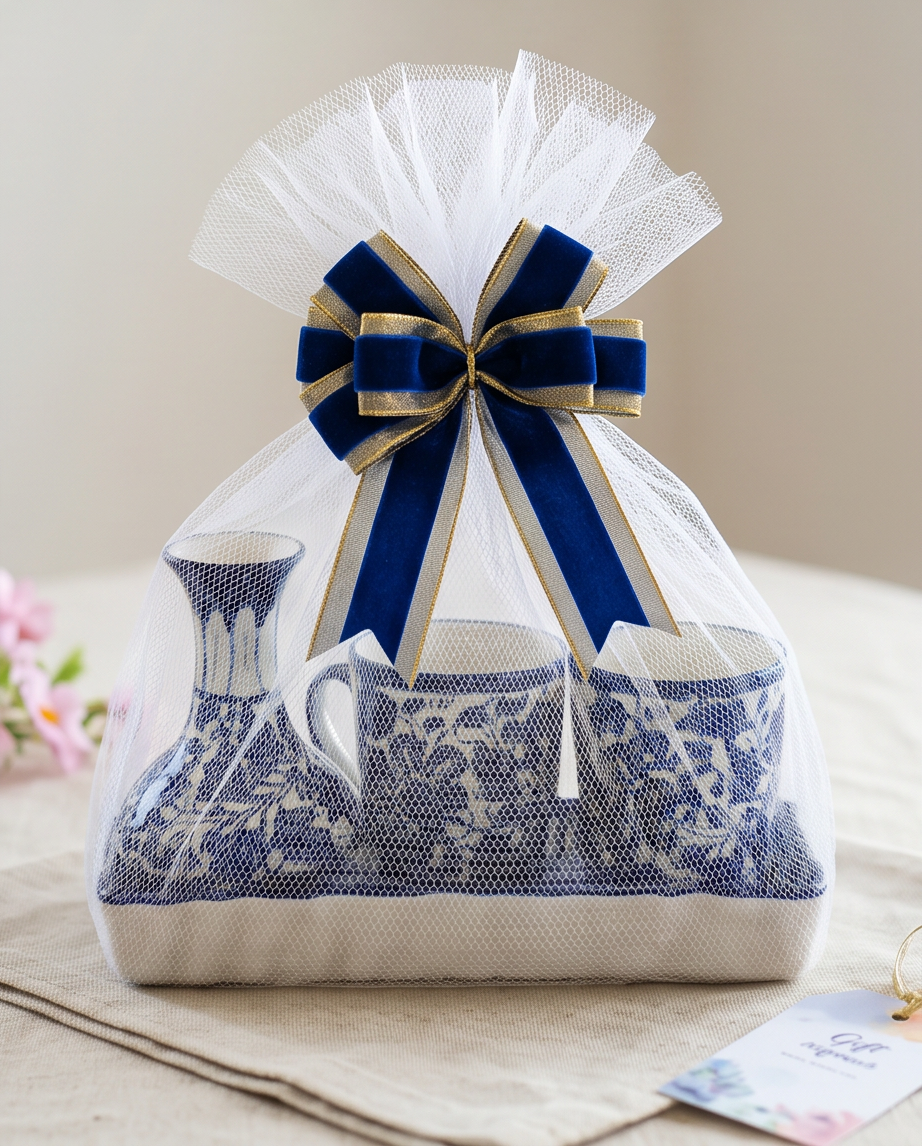 Ceramic Handmade Customized Mug Pair with Serving Dish & Elegant Vase Gift Box🎁