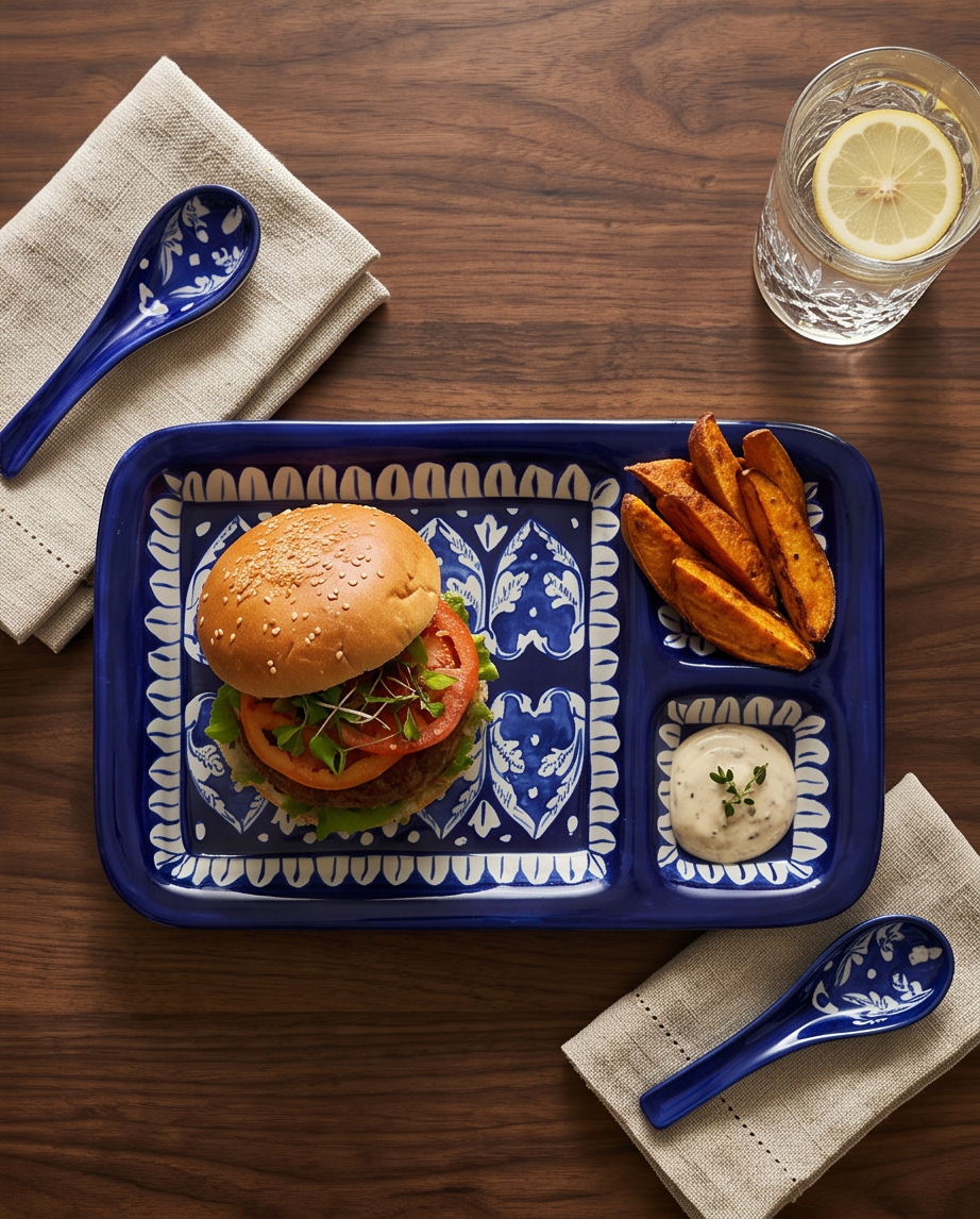 Ceramic Handmade Customized Burger Dish | Size 12 inch