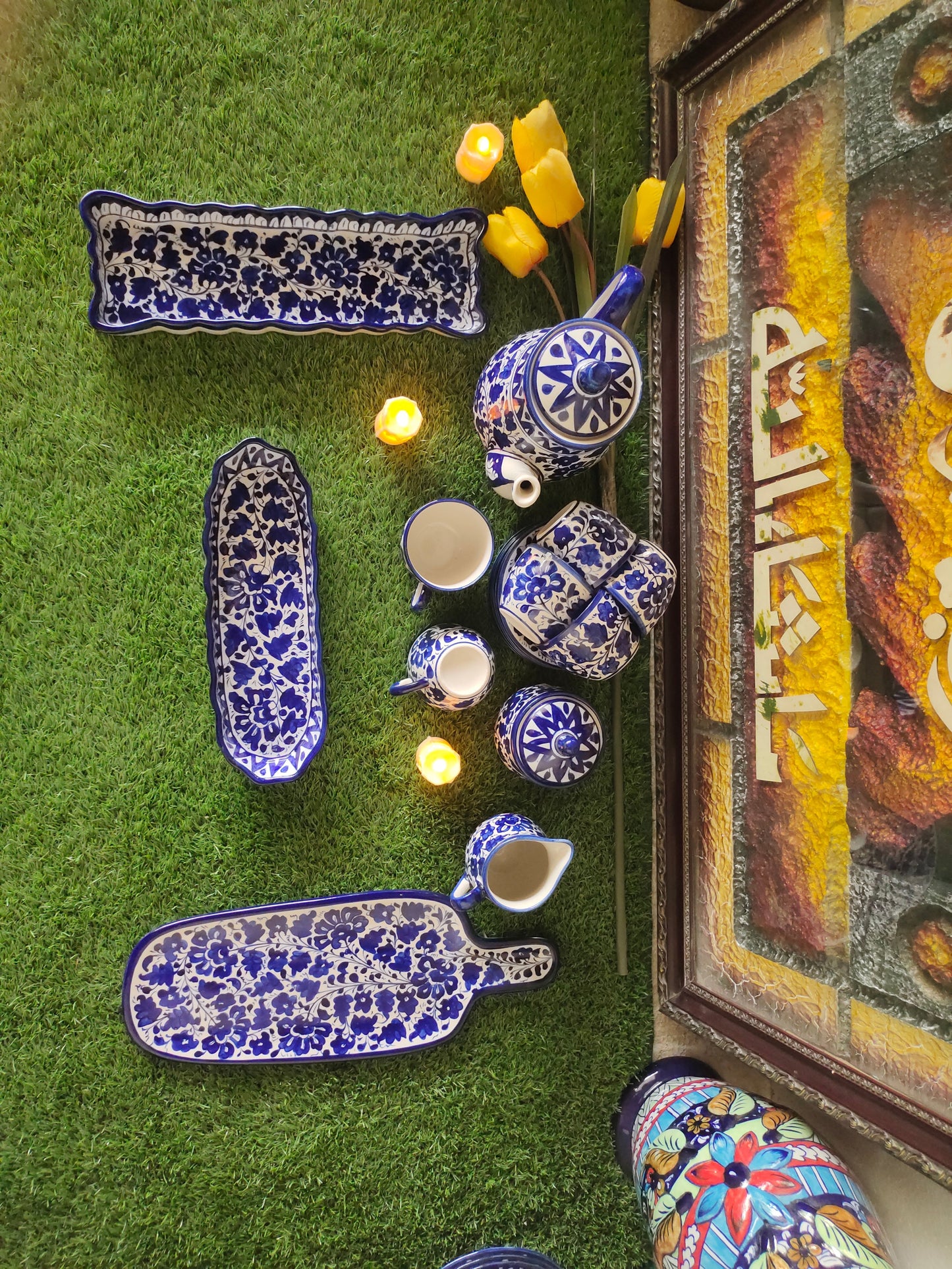 Ceramic Handmade Blue Pottery Beautiful Serena Design Customized Nashta Set | Breakfast Tea Set