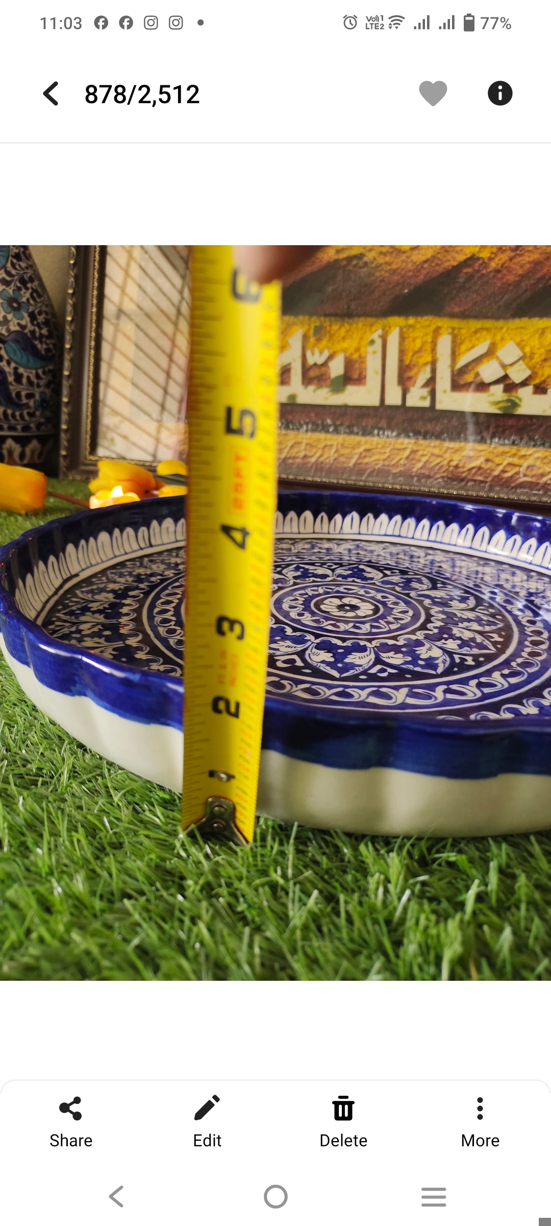 Ceramic Handmade Large Pizza Dish Platter | Size 15 inch