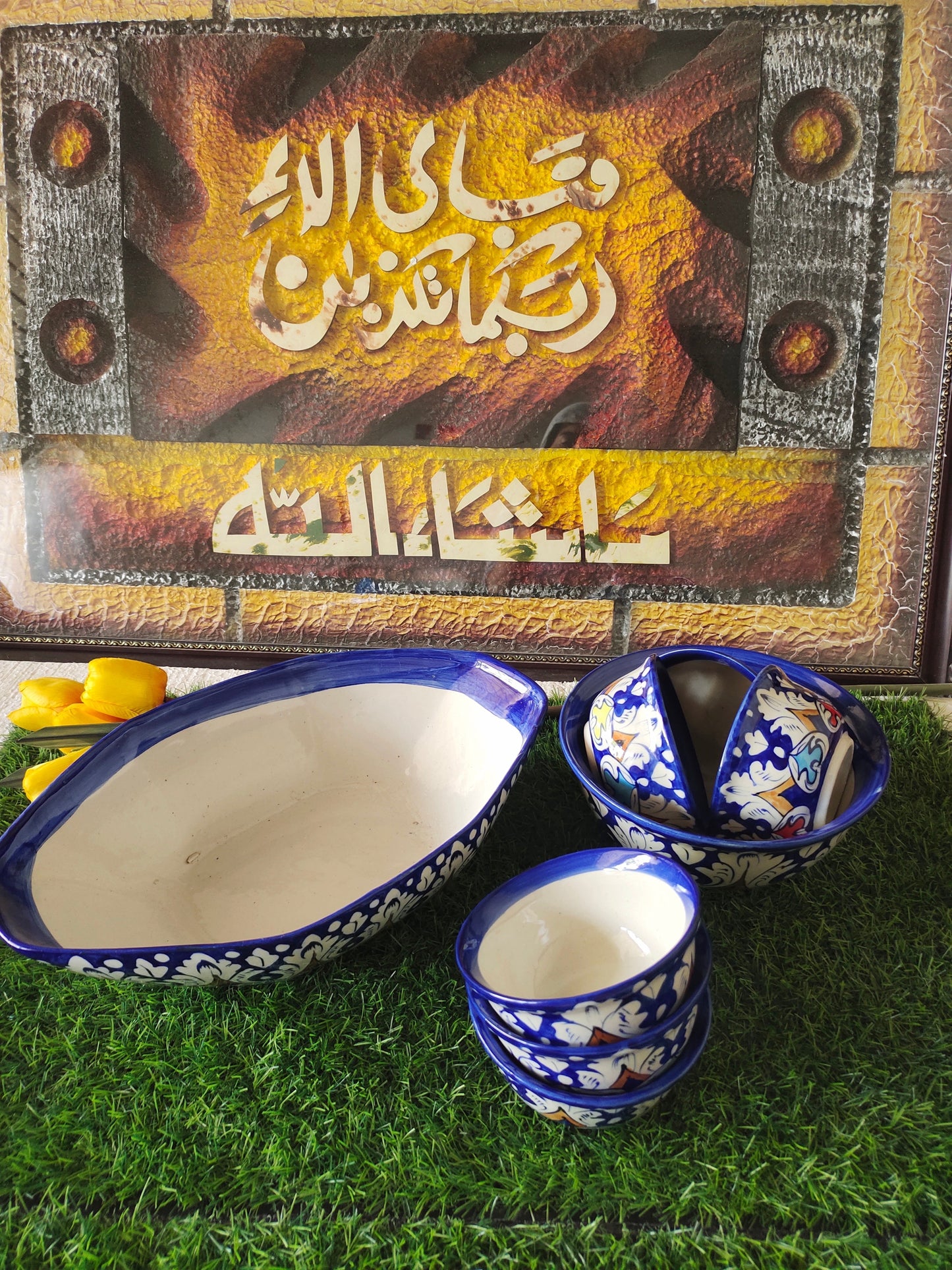 Ceramic Handmade Bundle Deals - Desert Bowl Set(7 pcs set) & Fruit Dish Platter