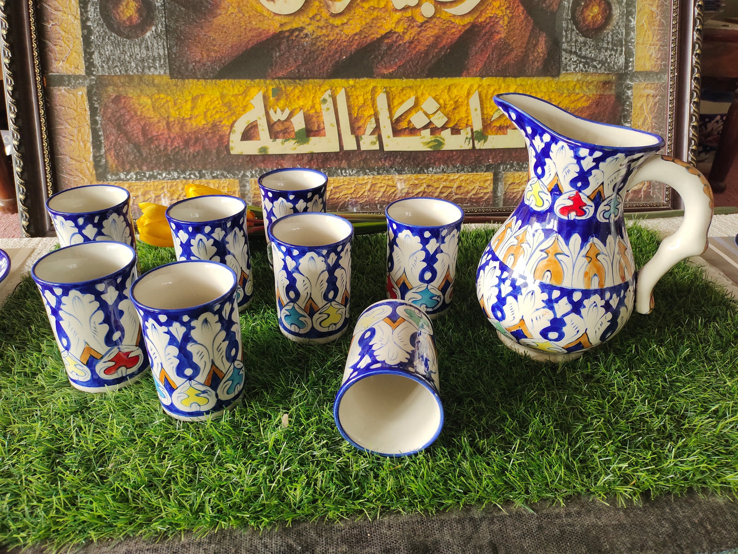 Ceramic Handmade Water Set Multi TRD - 9 pcs