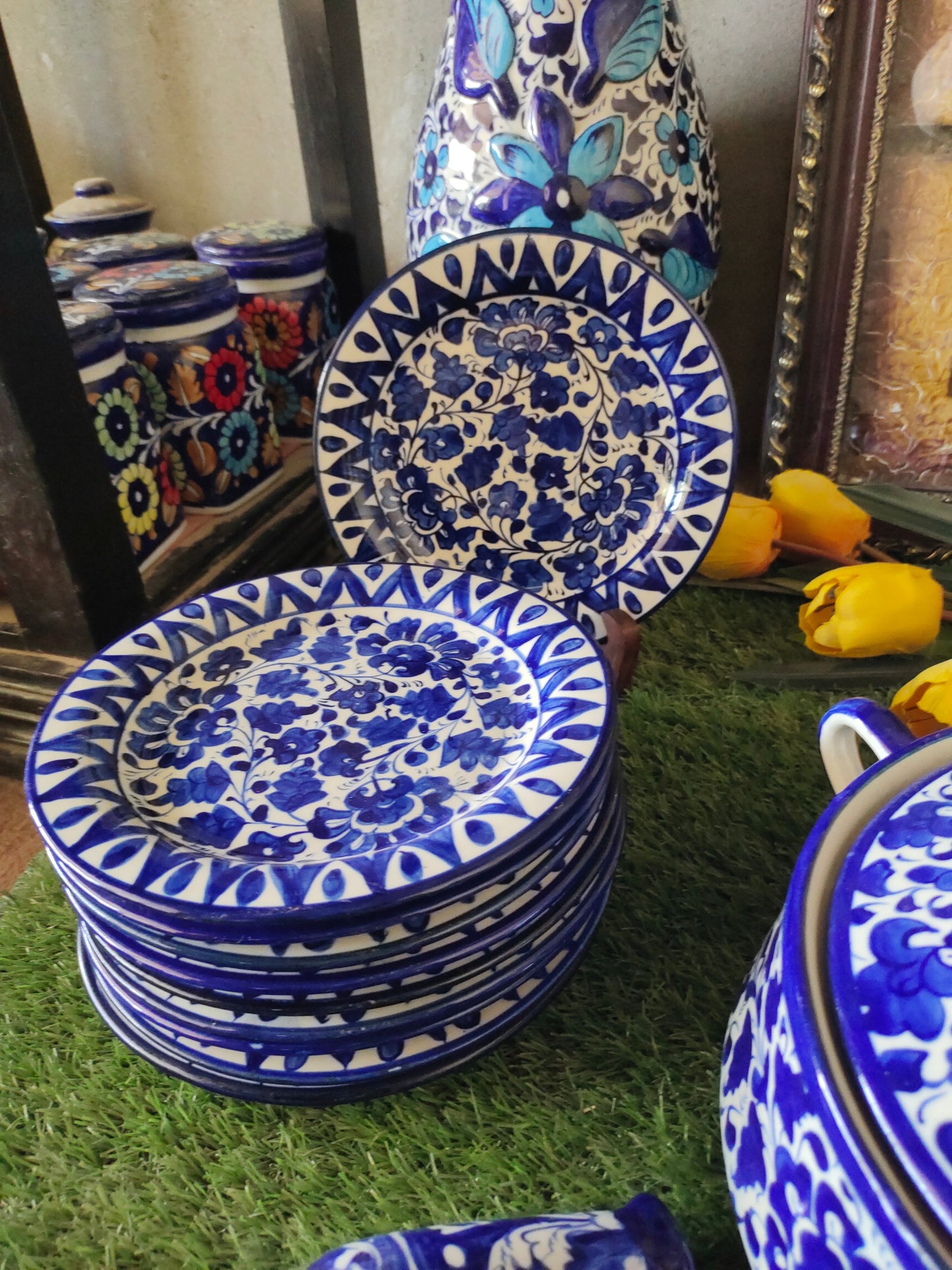 Ceramic Handmade Customized Dinner Set | 10 Men Set | Sareena Design | 65 Pcs