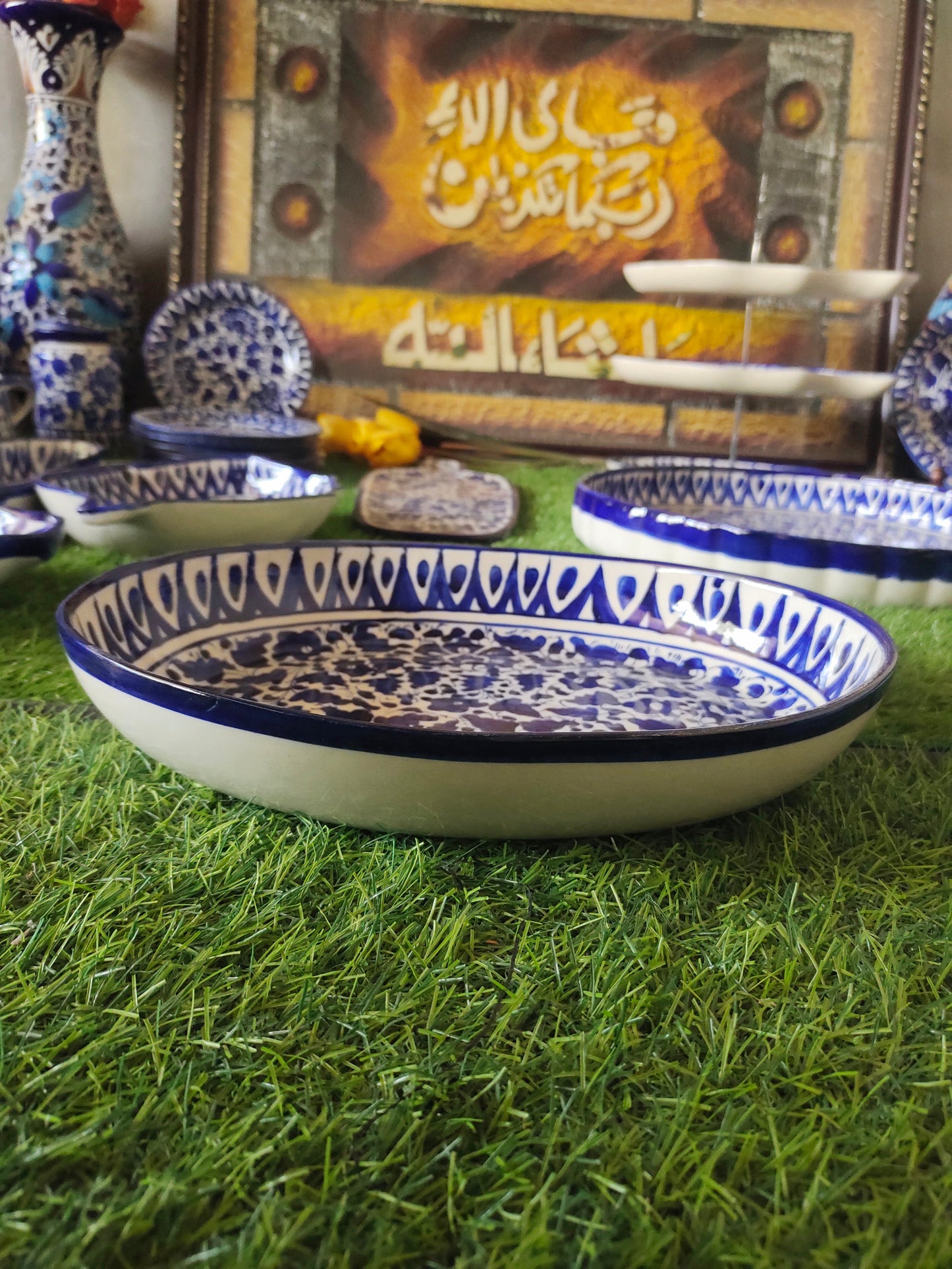Ceramic Handmade Deep size Oval Serena Rice Platter | Size 13 inch