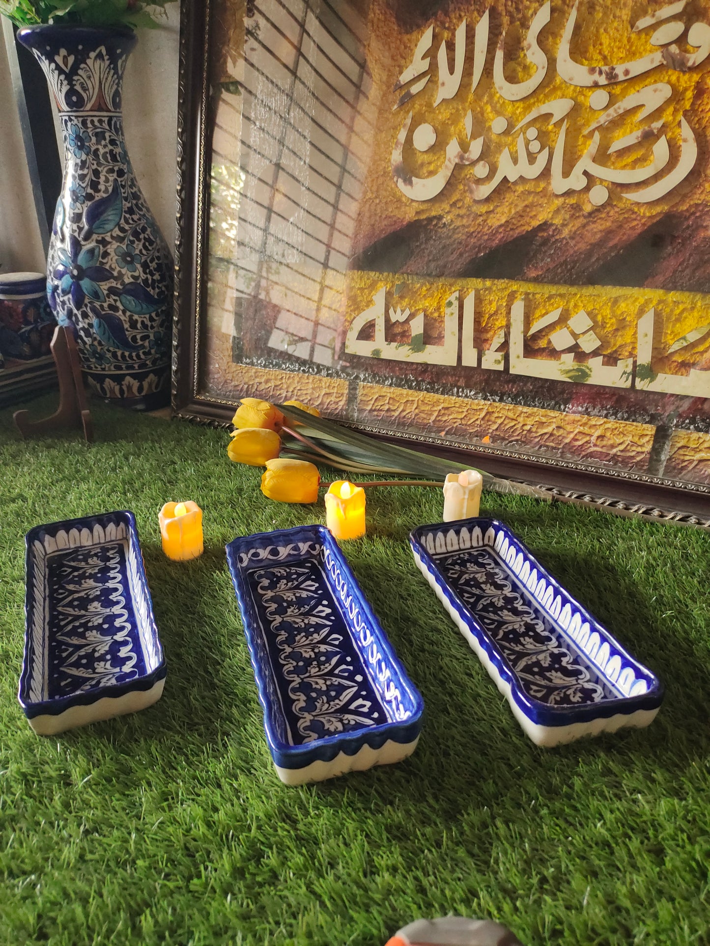 Ceramic Handmade Kabab Dish | Salad Bar | Serving Dish | Size 10 inch | Bundle Deals | 3 Pcs set