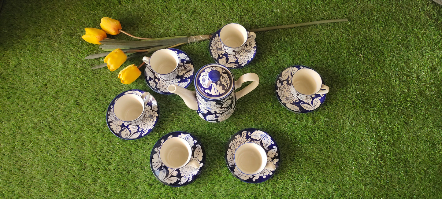 Ceramic Handmade Kahwa Set Complete | 13 Pcs |