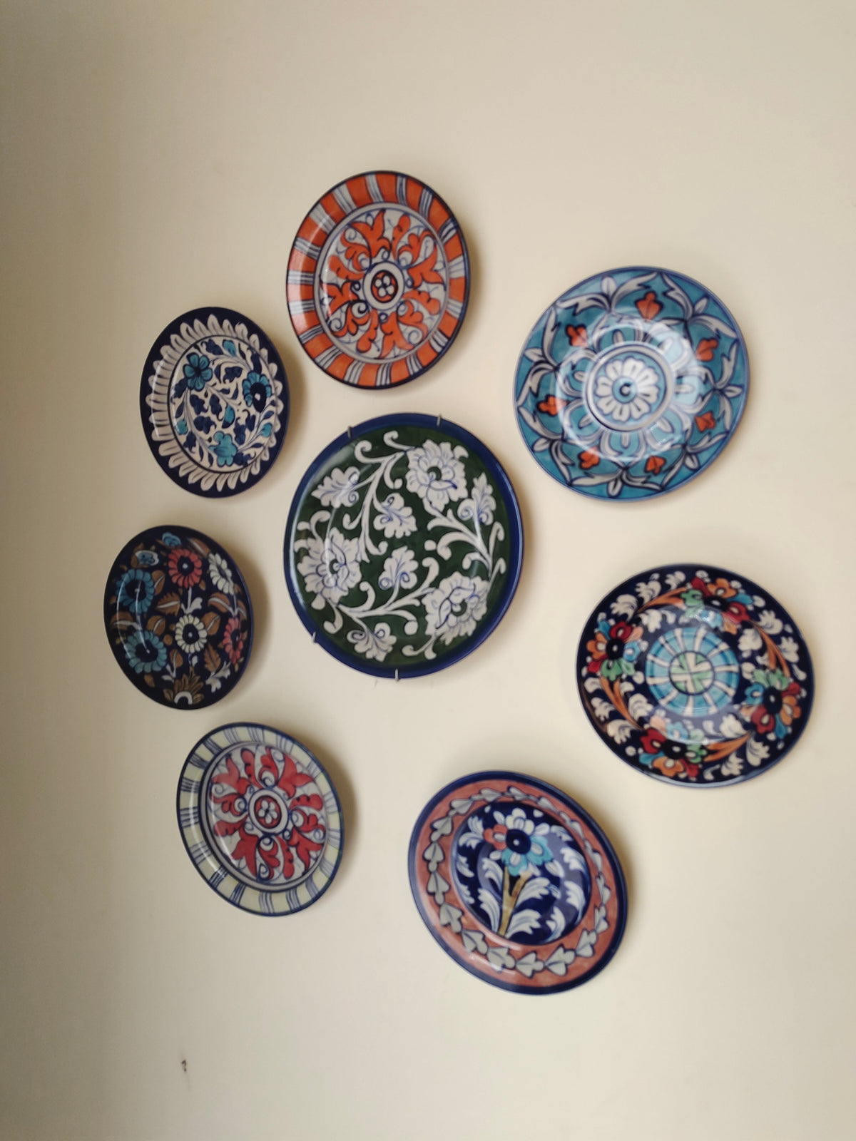 Ceramic Handmade Wall Hanging Plates set | 8 Plates Set