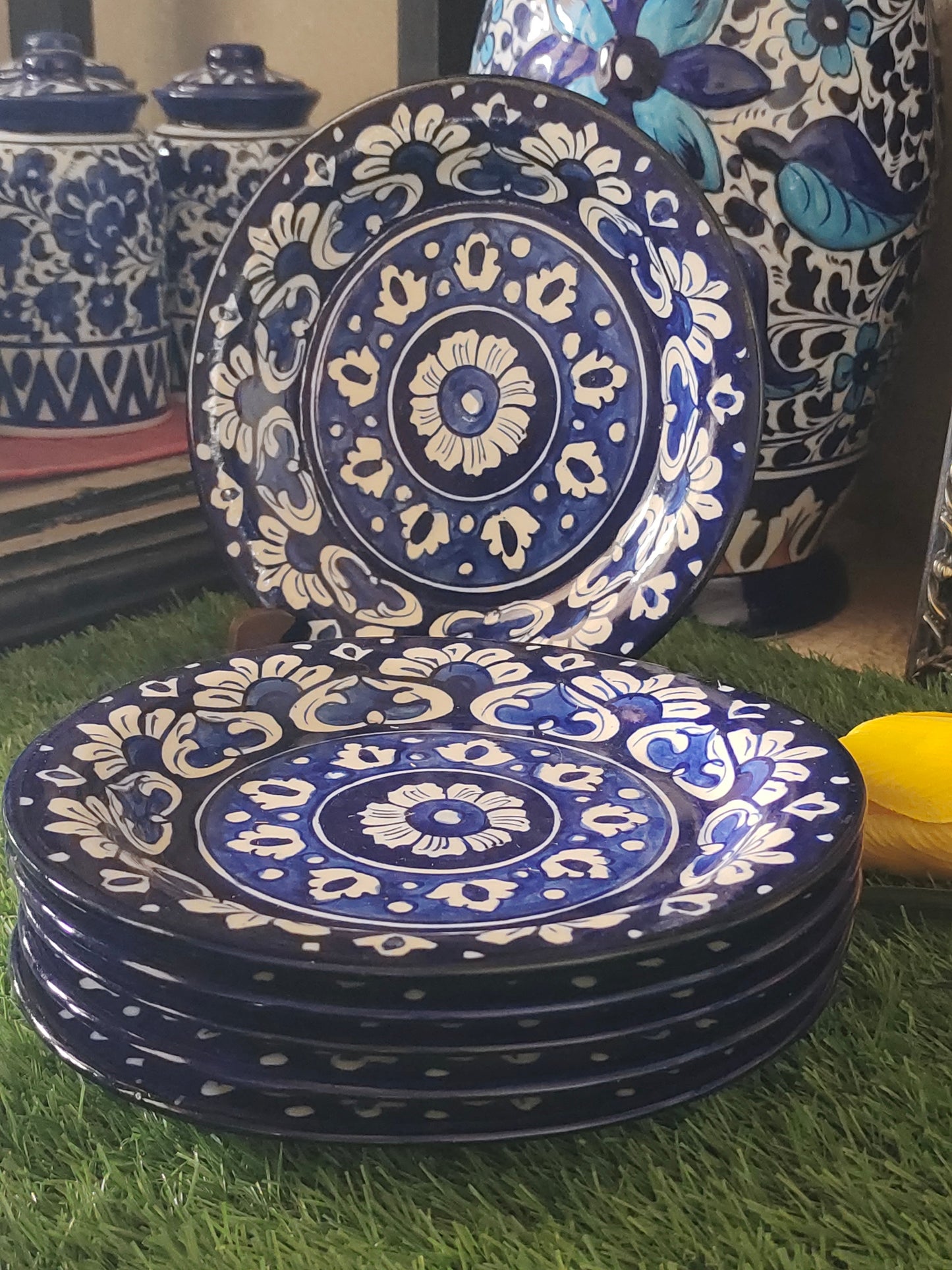 Ceramic Handmade Dinner Set |6 Men Set | Qty 49 pcs | Khaadi Blue Design