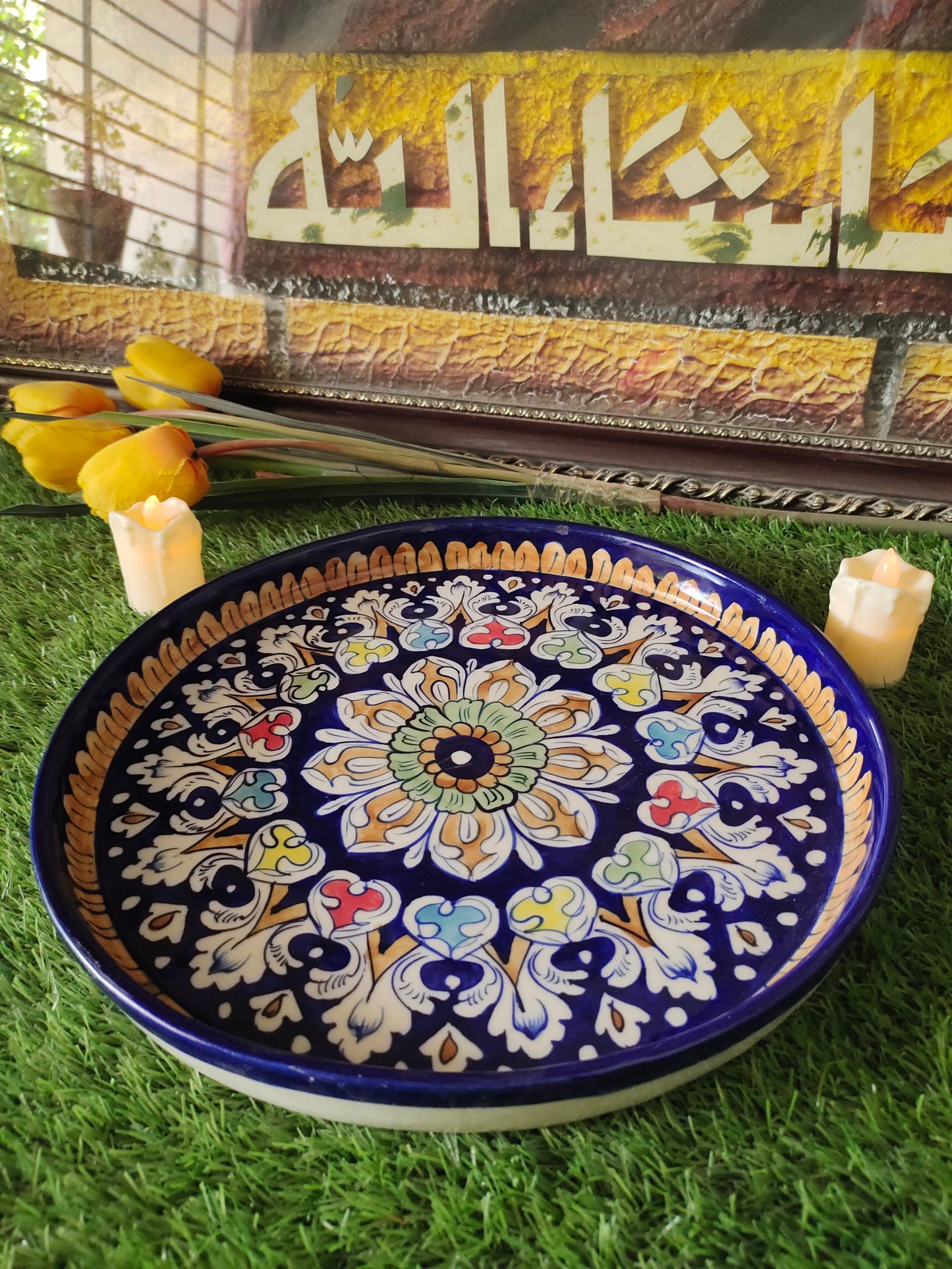 Ceramic Handmade Pizza Platter Dish | Size 12 inch | TRD Multi Design