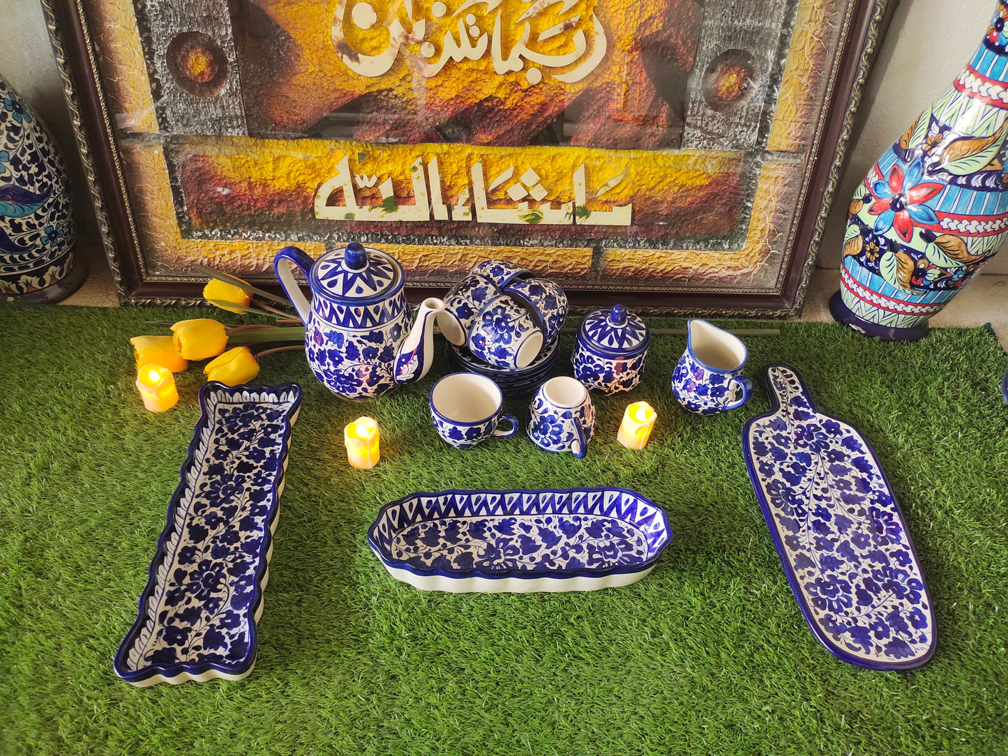 Ceramic Handmade Blue Pottery Beautiful Serena Design Customized Nashta Set | Breakfast Tea Set