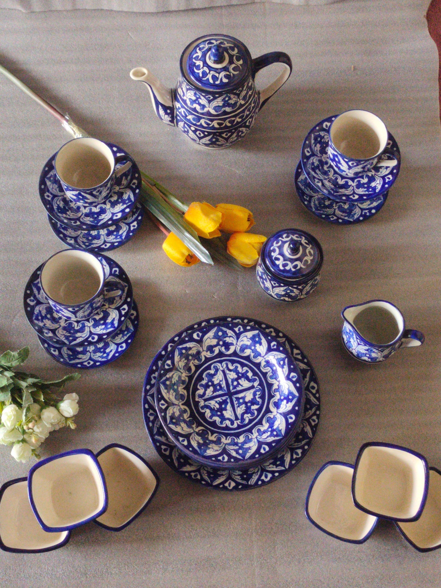 Ceramic Handmade Customized Pottery Breakfast set | Nashta Set | Ceramic Tea set | Side plates | Unique gift for coffee lover |purchase as a set