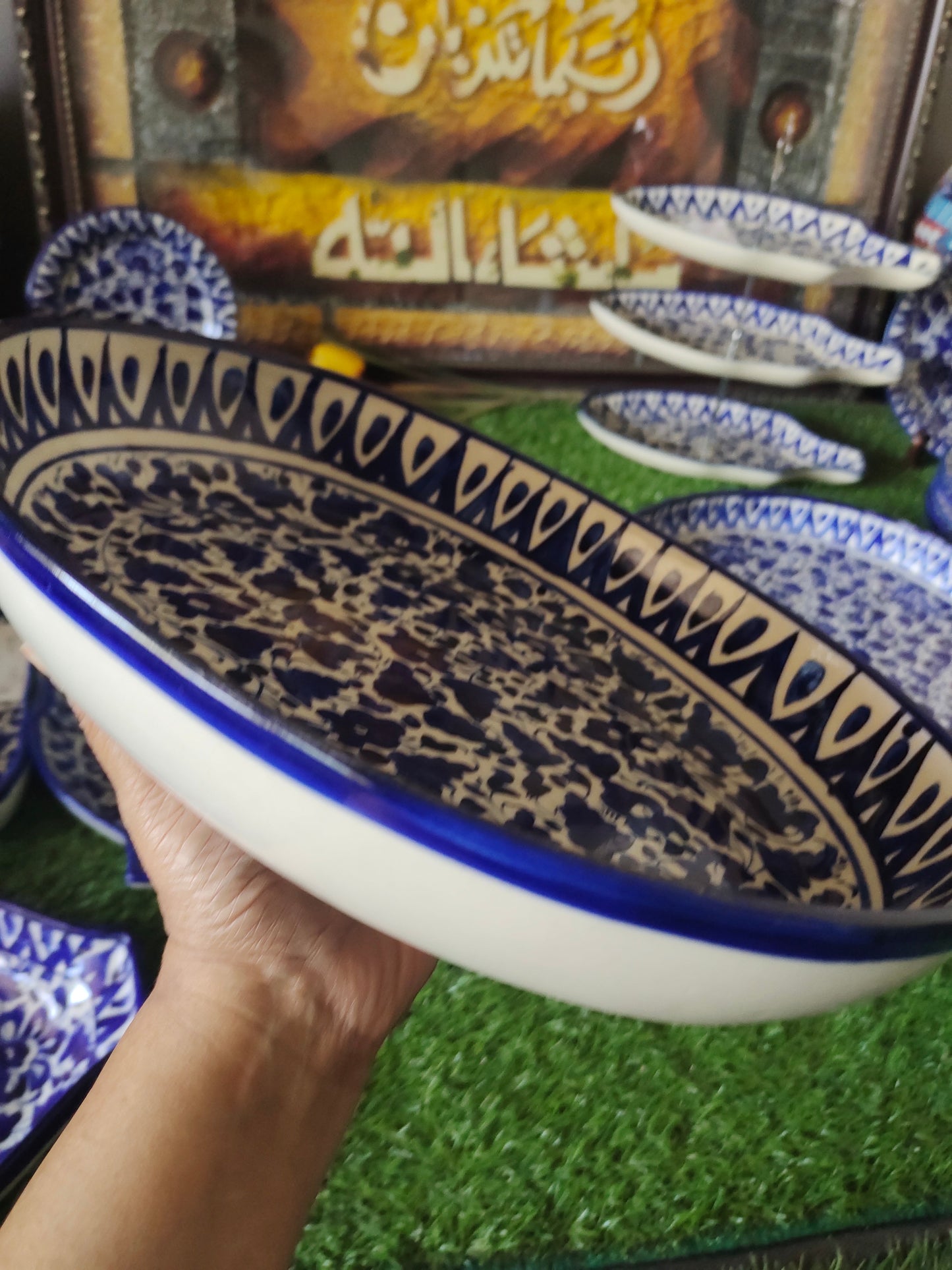 Ceramic Handmade Deep size Oval Serena Rice Platter | Size 13 inch
