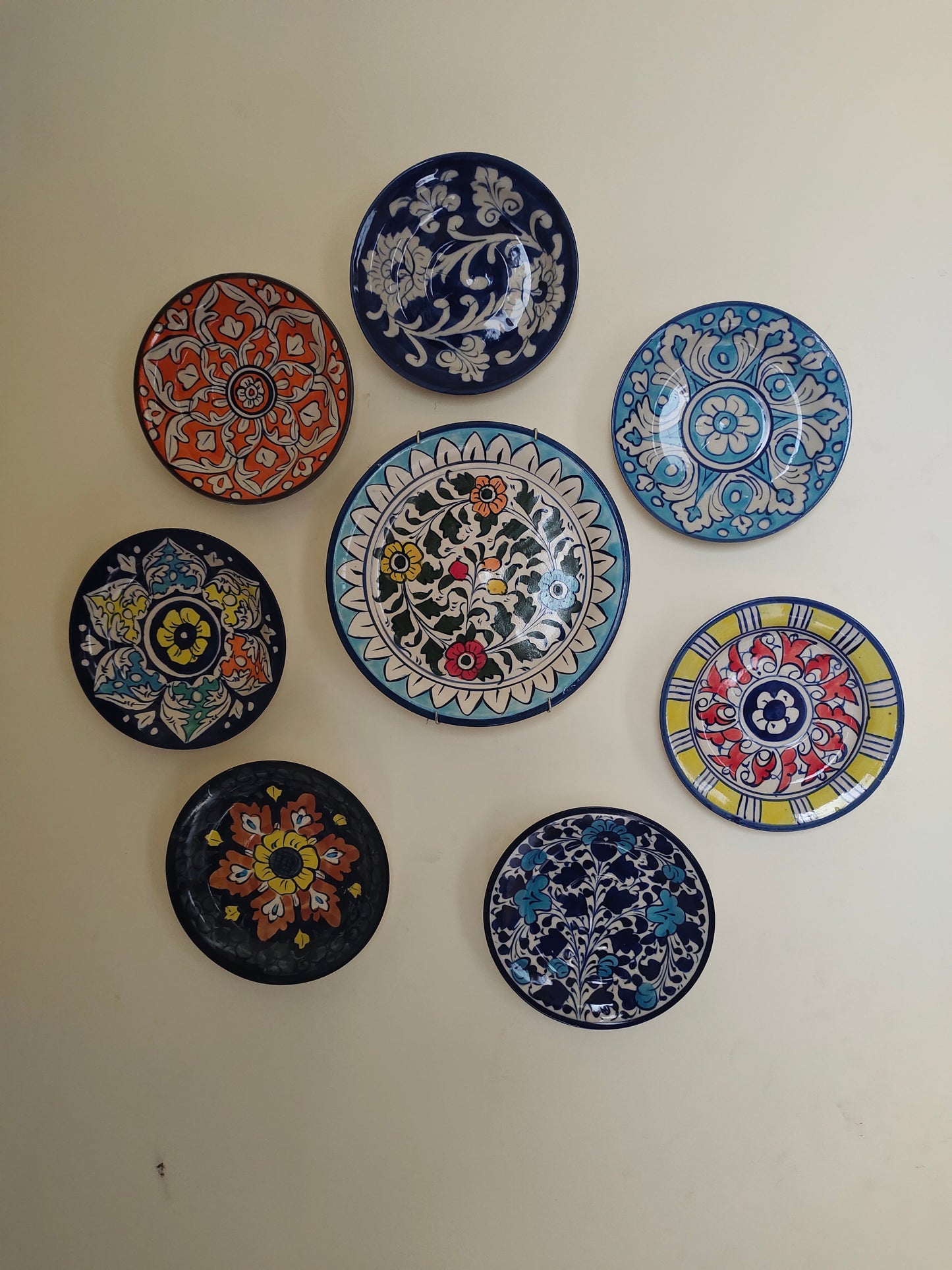 Ceramic Handmade Plate Set | Calligraphy Wall Art | Wall Art | 8 pcs set