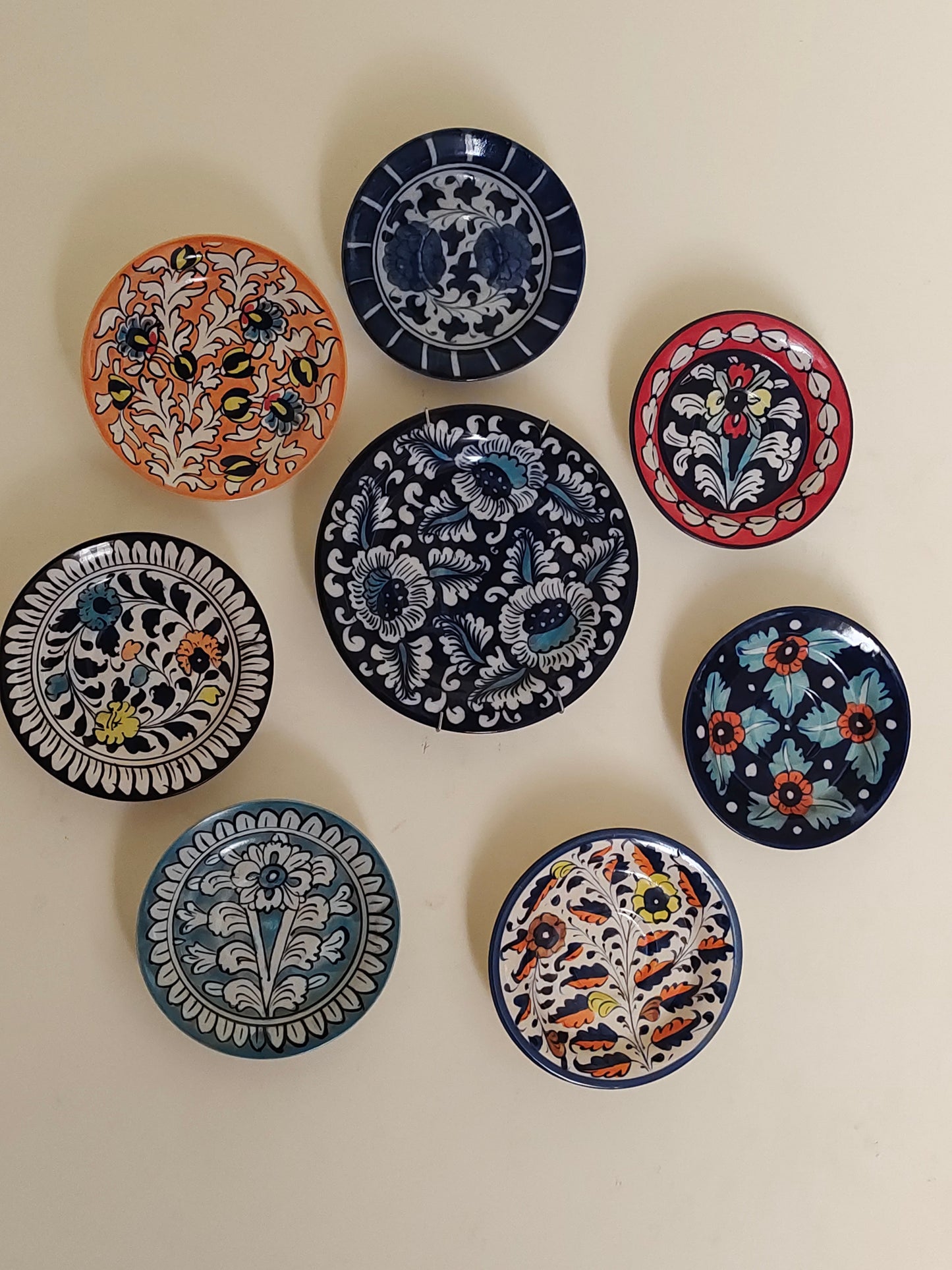 Ceramic Handmade Wall Hanging Set | 8 Plates Set | Wall Art